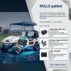 Compleet ROLLS golfcarpakket met ROLLS R48-105EV-LFP-A 48V 105Ah lithiumaccu en 48V 20A acculader.