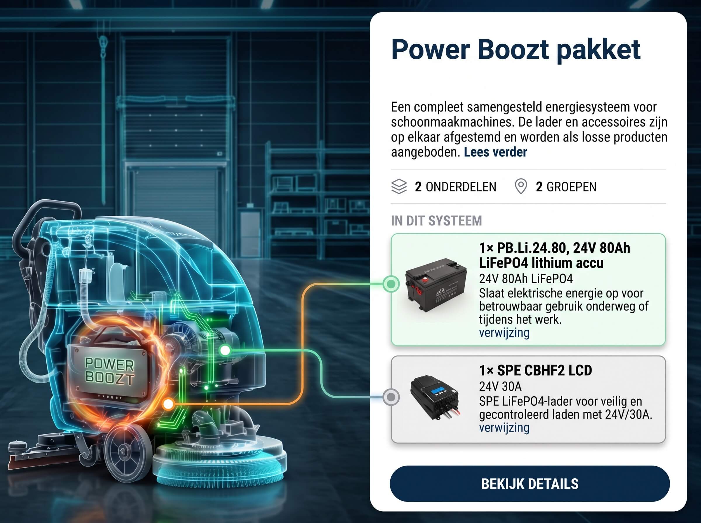 Power Boozt 24V 80Ah lithium accupakket voor schoonmaakmachines
