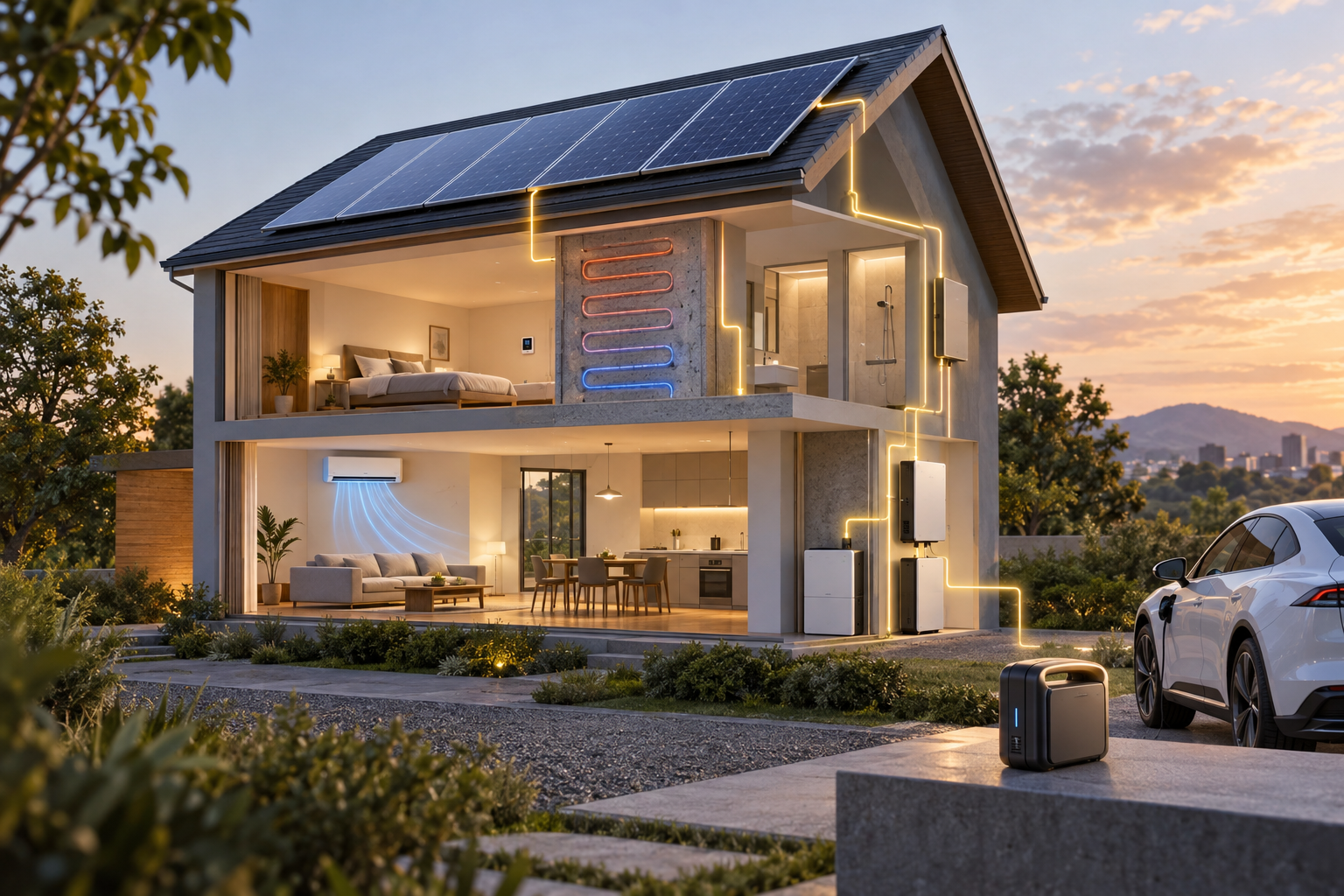 Illustratie van batterijtechnologie en energieopslag
